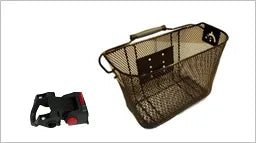 BASKET - Front, Mesh, With Angle Adjustable Q/R Bracket, For Light Weight Cargo, 16cm x 30cm x 21cm